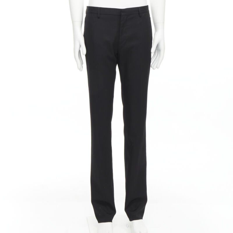 Givenchy GIVENCHY 100% wool black straight leg trousers pants EU48 M Size US 29 - 1 Thumbnail