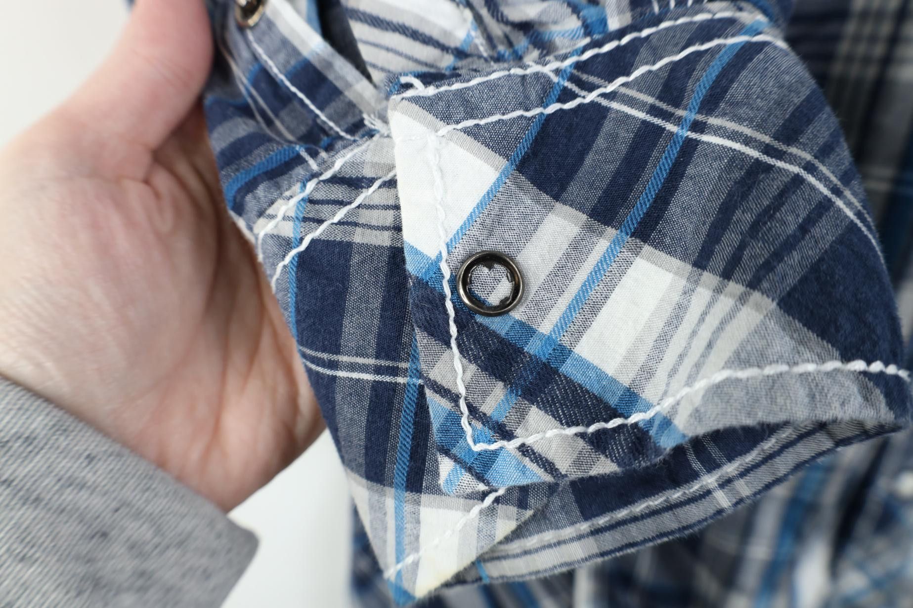 Vintage Buckle BKE Thick Stitch Western Snap Button Shirt Blue Plaid Size US L / EU 52-54 / 3 - 5 Thumbnail