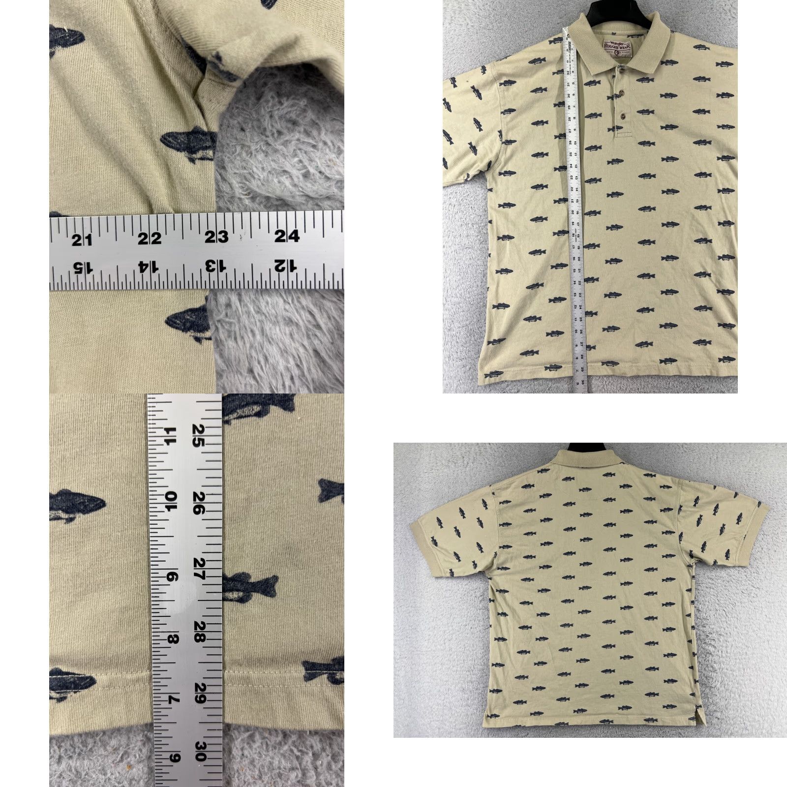 Wrangler VINTAGE Wrangler Polo Shirt Mens Large Beige 100% Cotton Slim Fit Short Sleeve with Logo Embroidered Size US L / EU 52-54 / 3 - 8 Thumbnail
