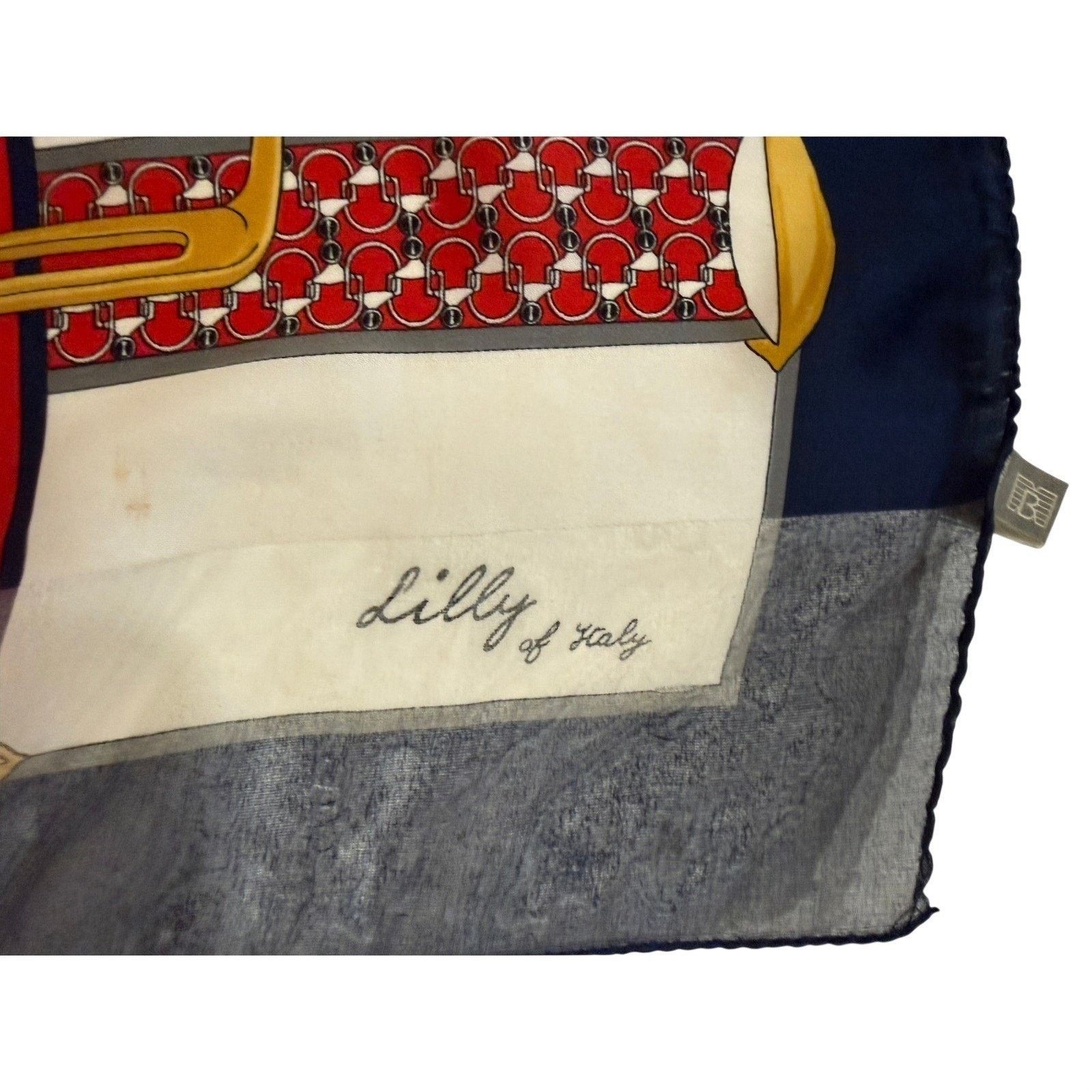 & Other Stories Vintage Lilly Italy Silk Scarf Equestrian Stirup Old Money Size ONE SIZE - 6 Thumbnail
