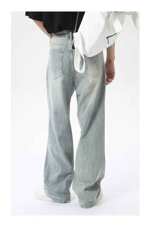 Jean American style trendy washed light blue straight loose jeans Size US 32 / EU 48 - 6 Thumbnail