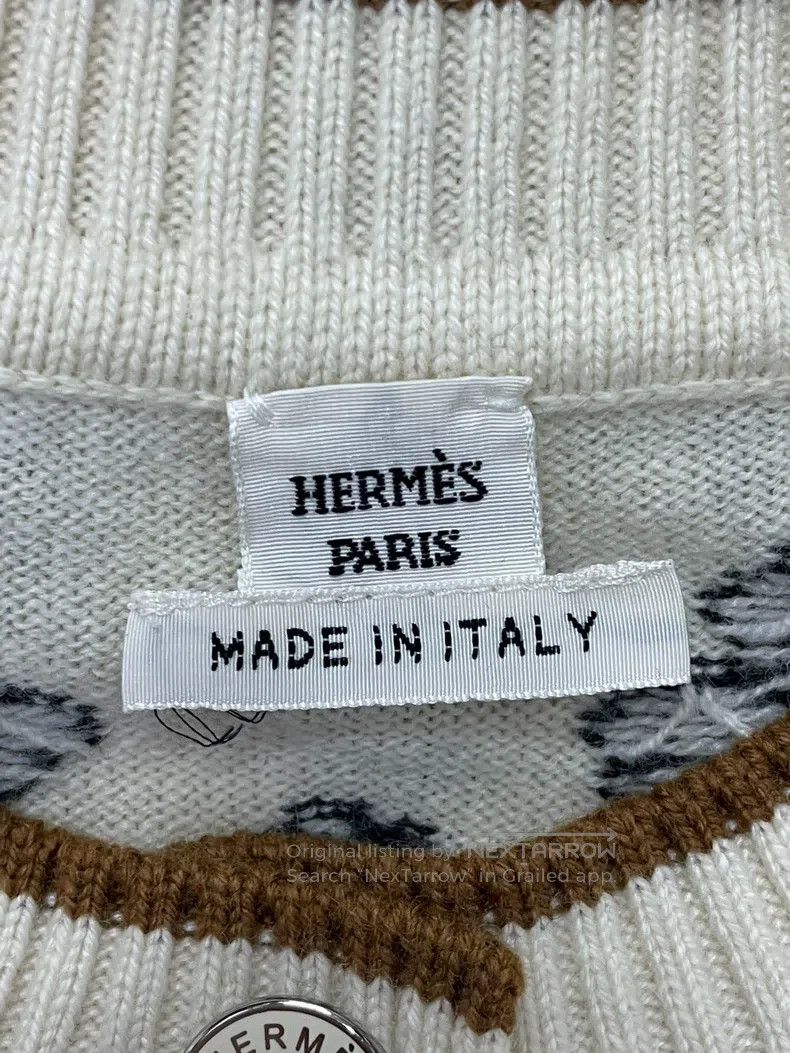 Hermes Hermes White and black four-leaf clover cashmere cardigan Size XS / US 0-2 / IT 36-38 - 4 Thumbnail