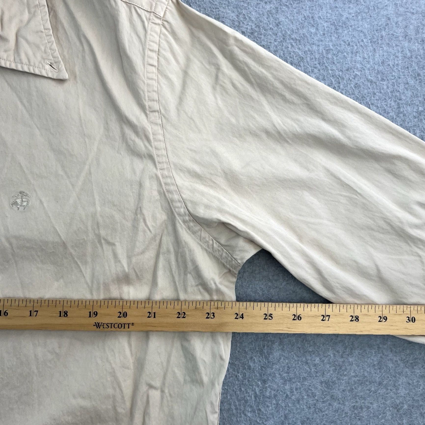 Brooks Brothers Brooks Brothers Regent Dress Shirt Mens XL Beige Long Sleeve Button Up Adult Size 46R - 2 Thumbnail
