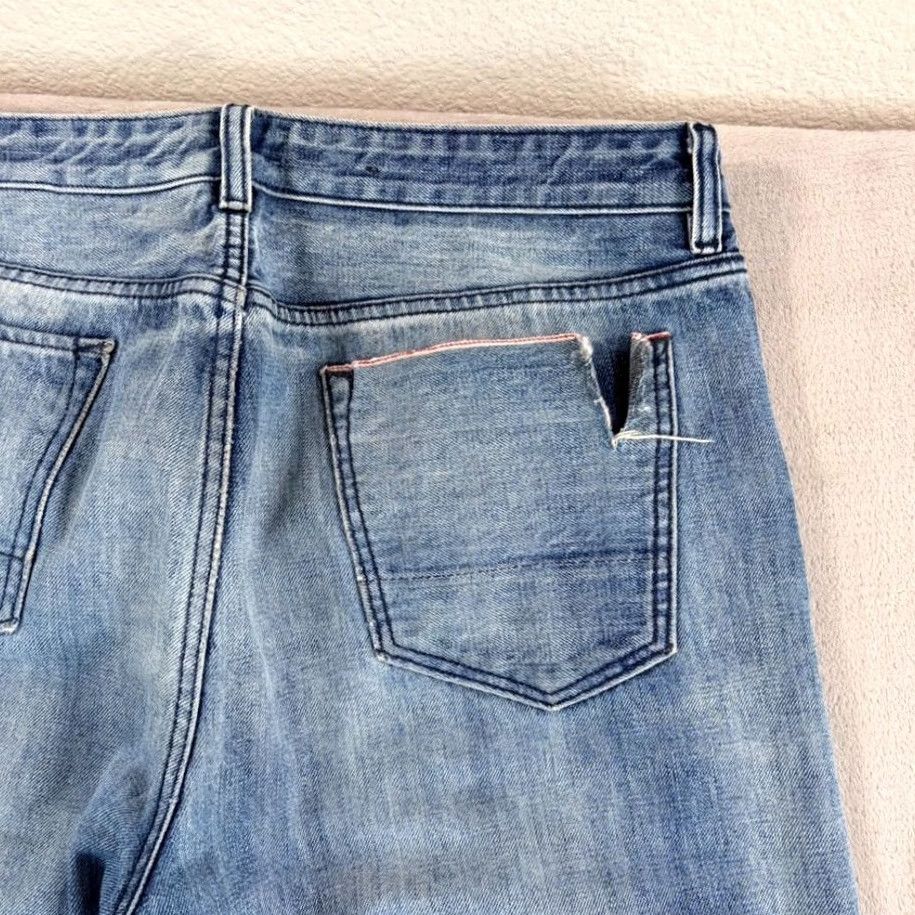 Banana Republic Banana Republic Premium Patchwork Distressed Selvedge Jeans Blue Men 34x34 Slim Mid Rise 5-Pocket Denim Slimming Casual Cowboy Style Shirts? Size US 33 - 7 Thumbnail