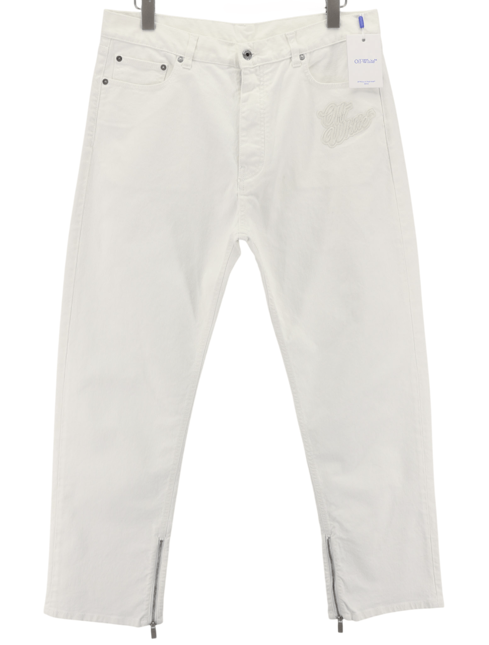 Off-White 90S LOGO W34 Straight Cotton Raw White Button Fly 80239 Size US 34 / EU 50 - 1 Thumbnail