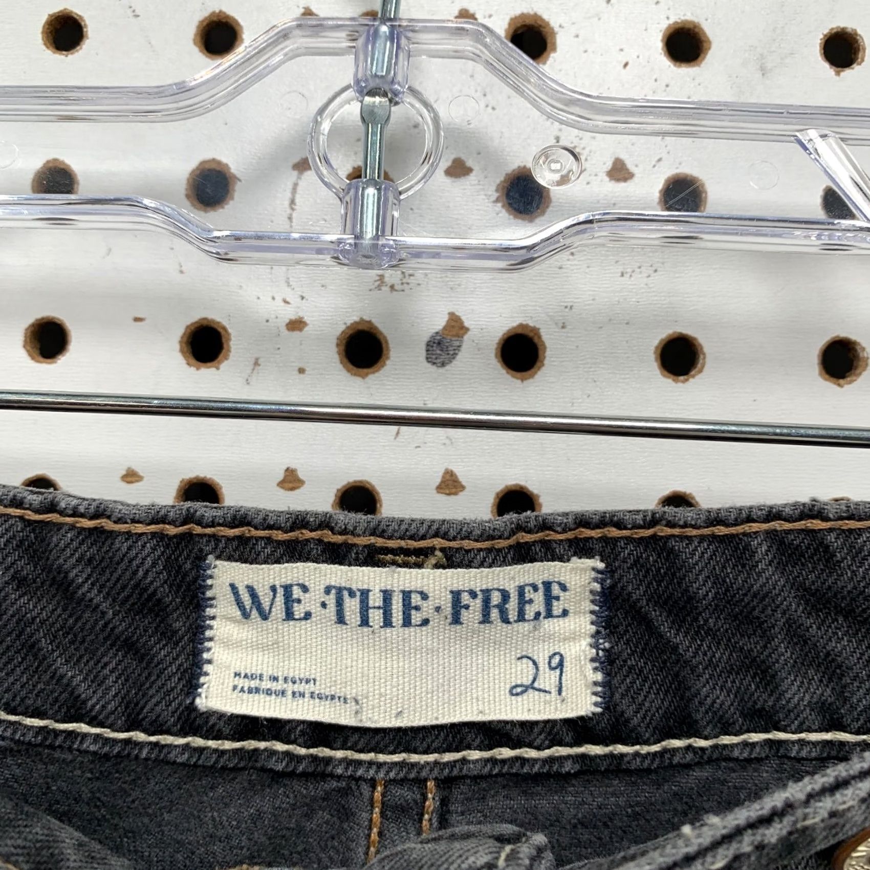 Free People Free People We The Free Palmer Jeans 29 32x21 Cropped Cropped Raw Hem Faded Black Denim Womens Jeans Size 29" - 3 Thumbnail