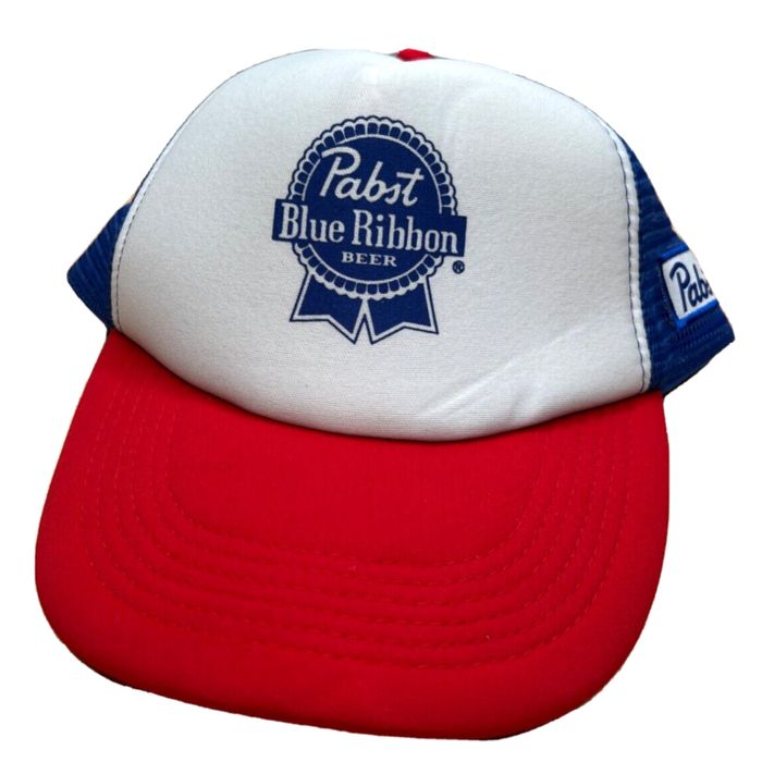 Vintage Pabst Blue Ribbon Beer Trucker Hat Mens Blue Snapback Cap ...