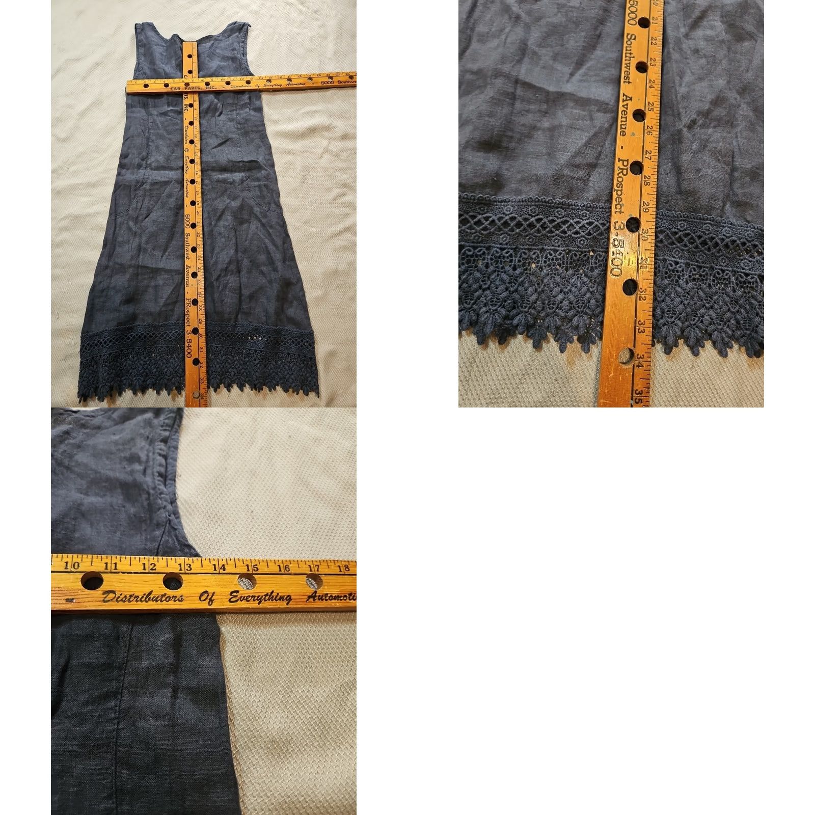 Vintage Lungo L'Arno Dress Womens XS Blue Linen Knit Embroidered Shift Made In Italy Size XS / US 0-2 / IT 36-38 - 8 Thumbnail