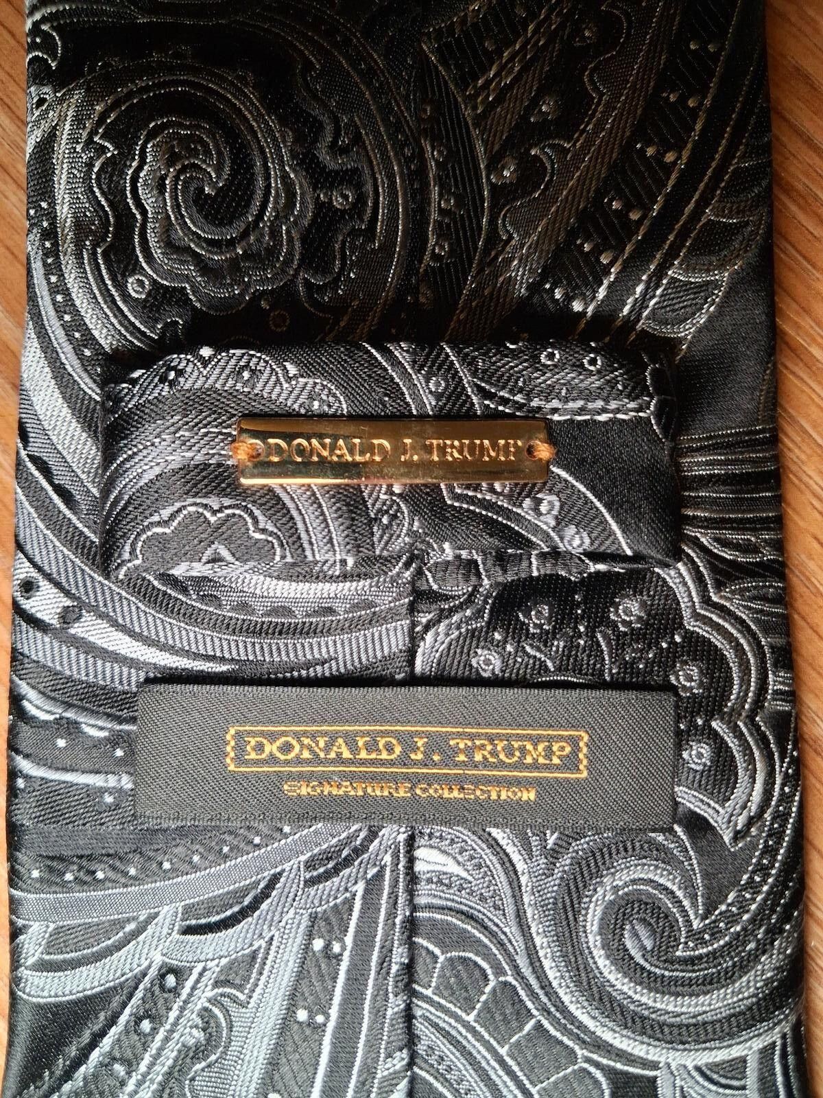 Donald Trump Donald Trump Signature Silk Tie Black Paisley Handmade Size ONE SIZE - 2 Thumbnail