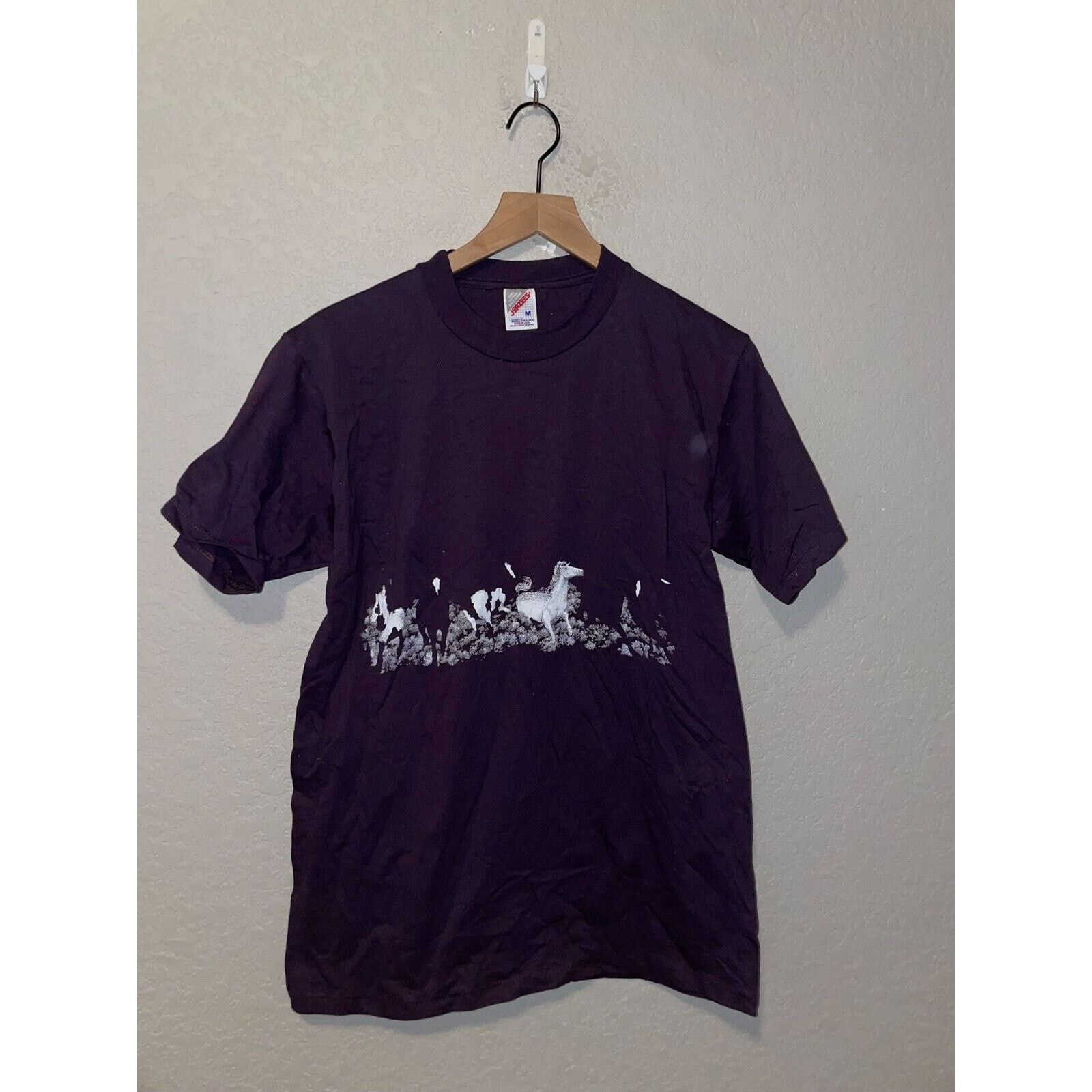 Jerzees Vintage Horse Shirt Horses Mis Print Purple Tee VTG 90s M Size US M / EU 48-50 / 2 - 1 Thumbnail