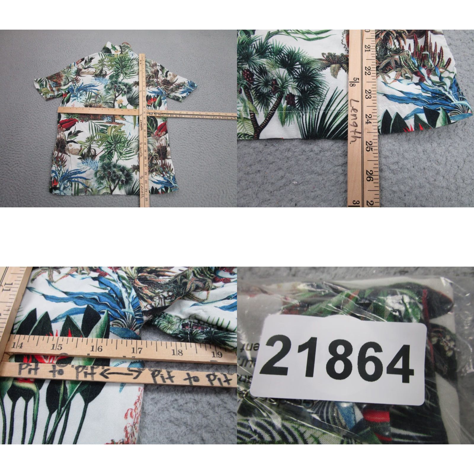 H&M H&M Shirt Mens XS White Palm Print Tropical Jungle Short Sleeve Button Front Size US XS / EU 42 / 0 - 8 Thumbnail