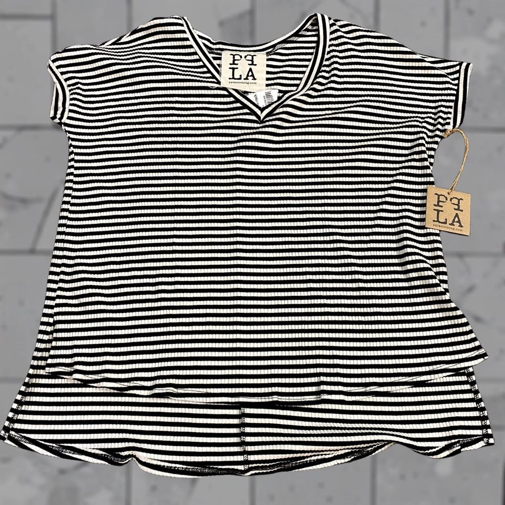 Y/Project People's Project LA Women's T-Shirt 1X V-Neck Black White Striped Plus Size Shirts Mens? Size XL / US 12-14 / IT 48-50 - 1 Thumbnail