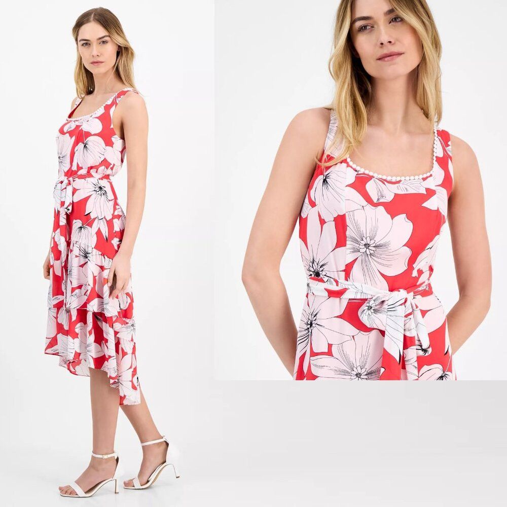 Anne Klein NWT New $149 Anne Klein Floral Tie-Waist High-Low Dress Siz Size XS / US 0-2 / IT 36-38 - 2 Thumbnail