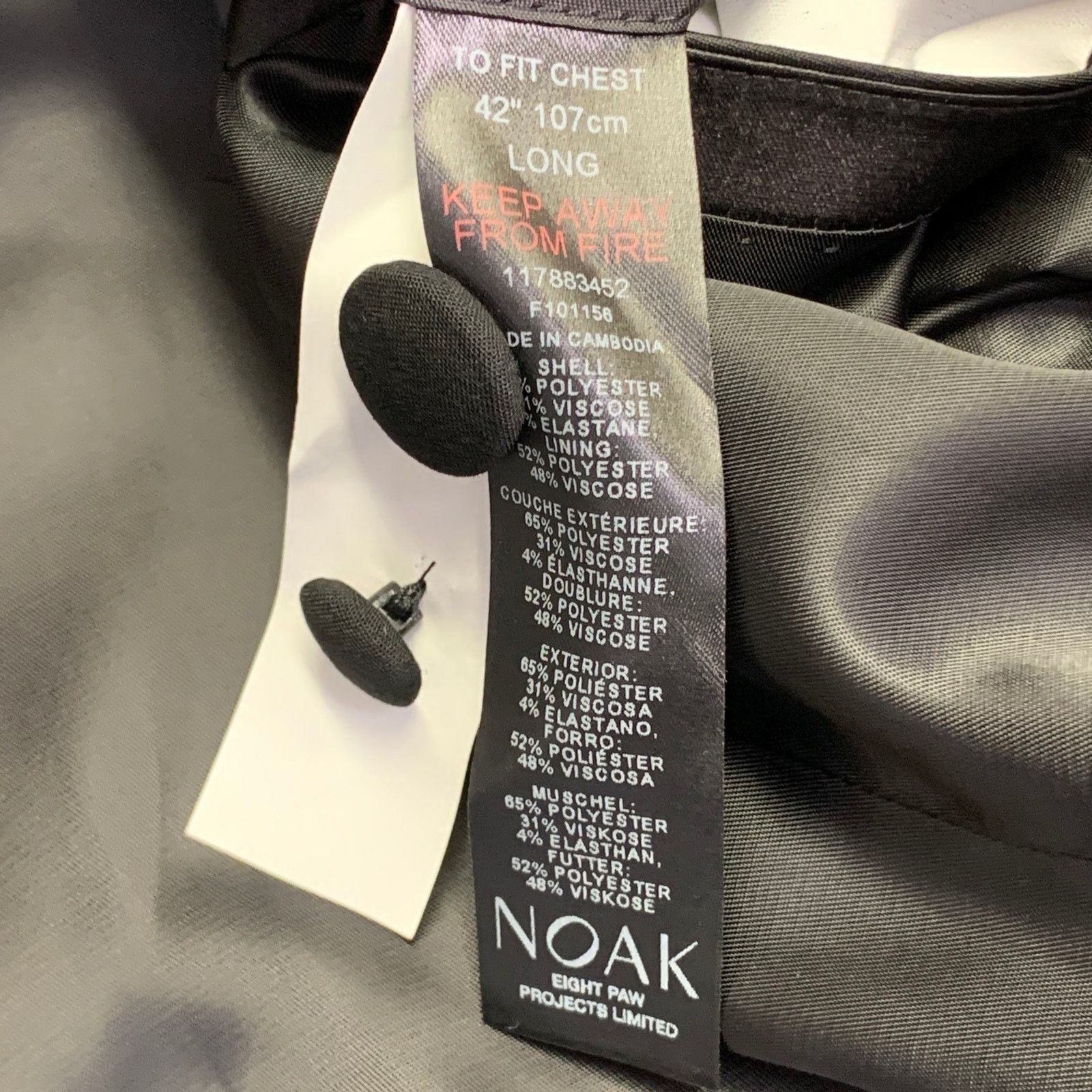 Other NOAK Long Black Polyester Blend Peak Lapel Tuxedo Jacket Size 42L - 9 Thumbnail