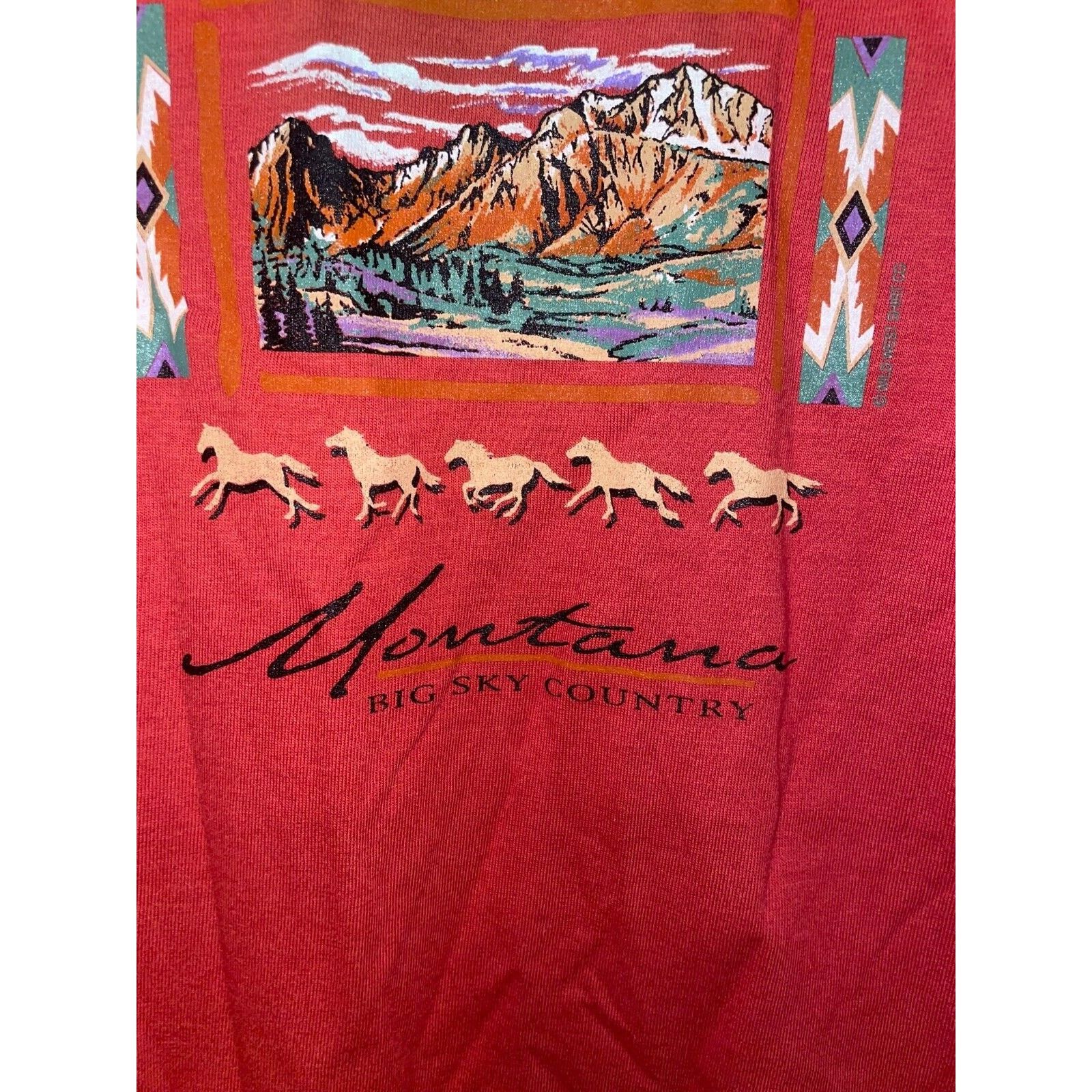 Jerzees Vintage Montana Big Sky Country Shirt Red Tee 90s VTG Small Size US S / EU 44-46 / 1 - 5 Thumbnail