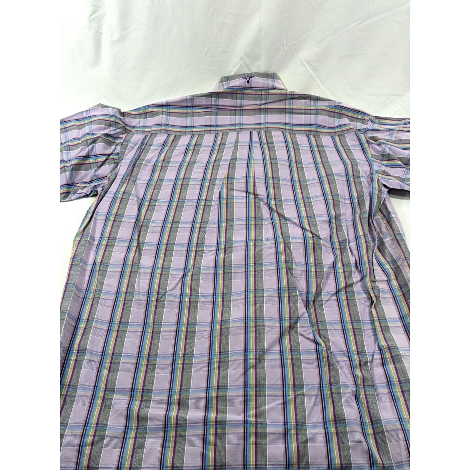Wrangler Wrangler Shirt Mens Plaid Button-Up Short Sleeve XLT Purple Plaid Pattern 100% Cotton Size US 36 / EU 52 - 7 Thumbnail