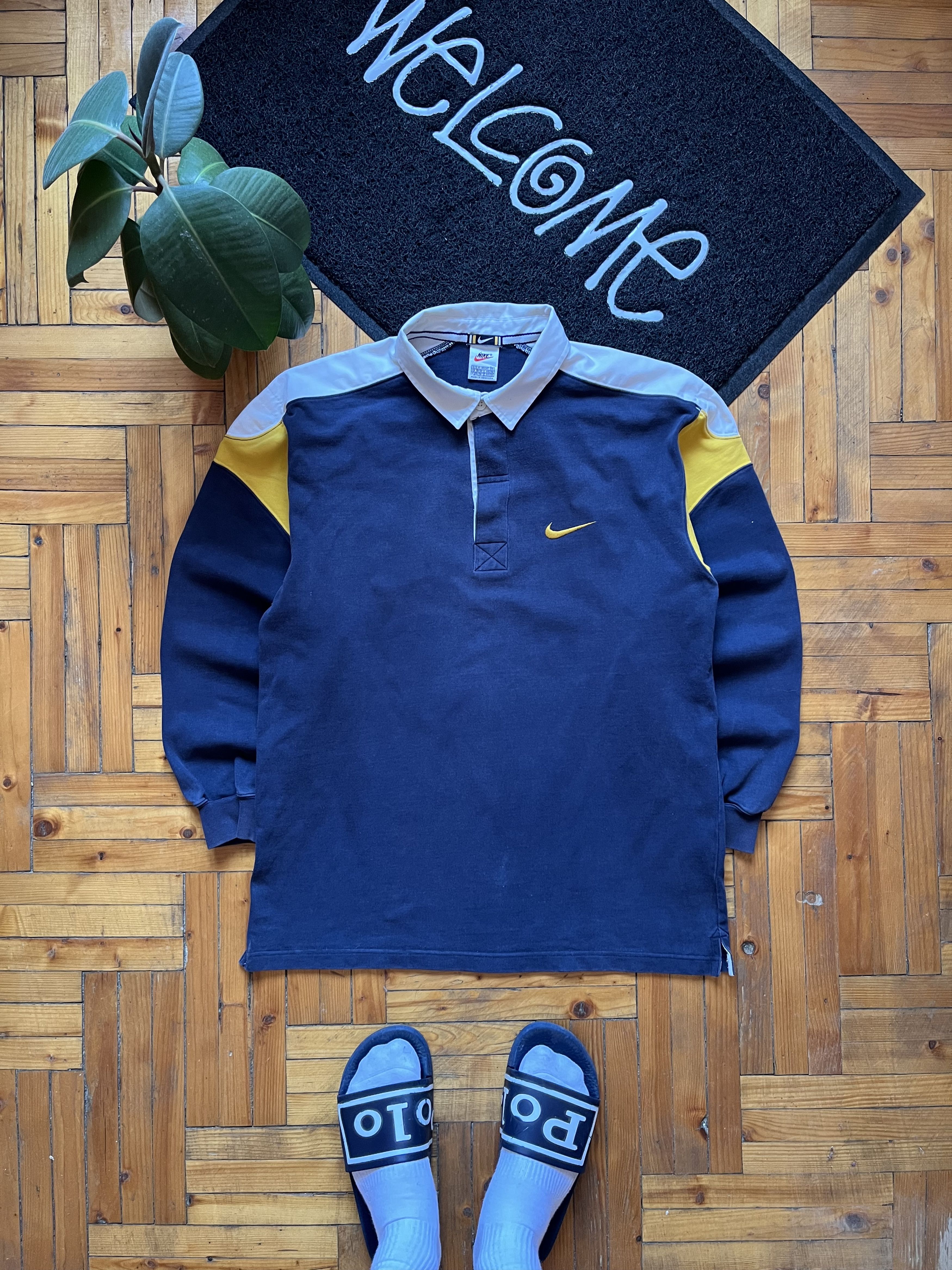 Vintage Nike Streetwear Striped Rugby Longsleeve T-Shirt