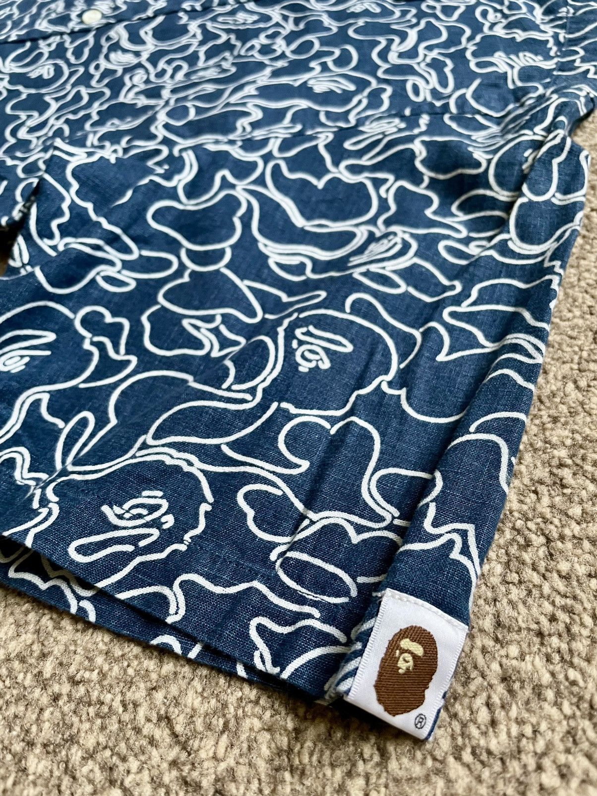 Bape BAPE linear ape head camo short sleeve shirt - navy - Size M Size US M / EU 48-50 / 2 - 11 Thumbnail