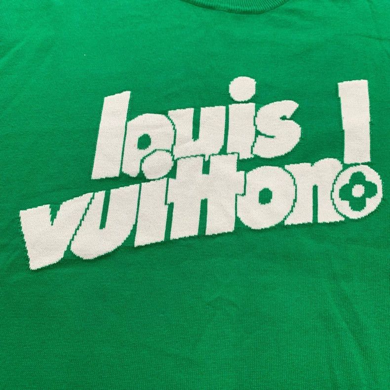 Louis Vuitton LOUIS VUITTON Green slogan knit short sleeves Size US S / EU 44-46 / 1 - 8 Thumbnail