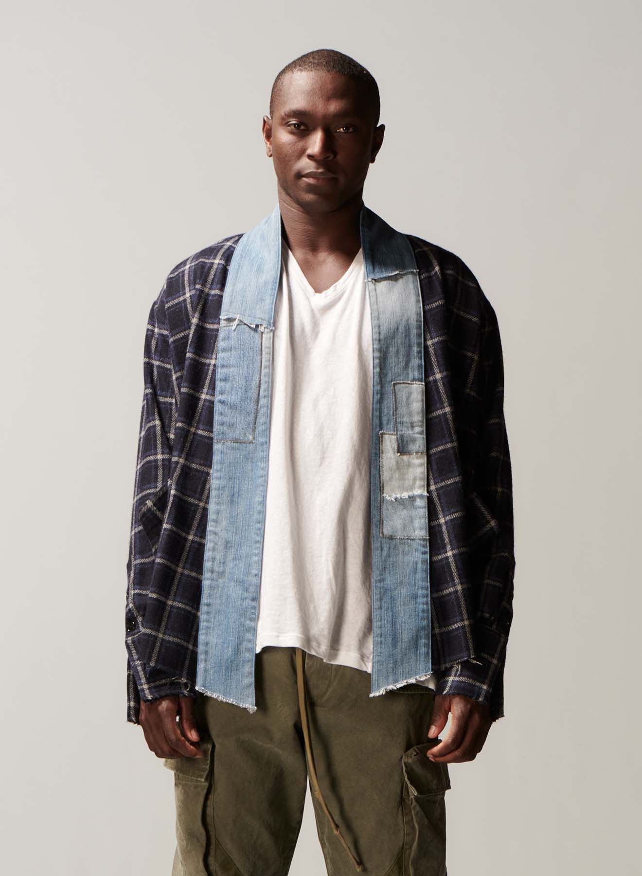 Greg Lauren Greg Lauren Navy Check GL 1 Kimono Size US L / EU 52-54 / 3 - 1 Thumbnail