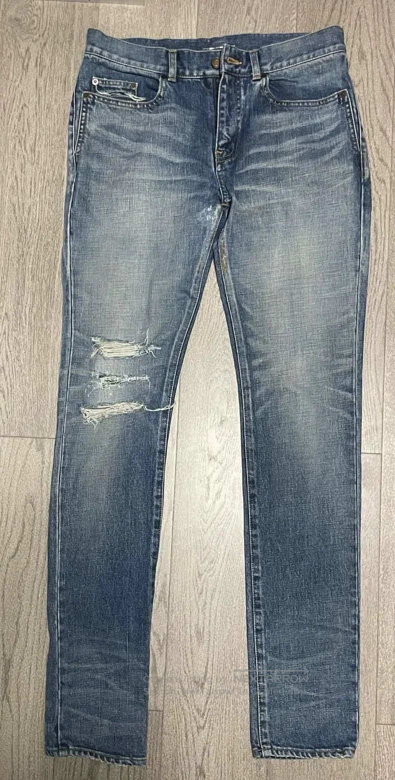 Saint Laurent D02 Distressed Blue Jeans.