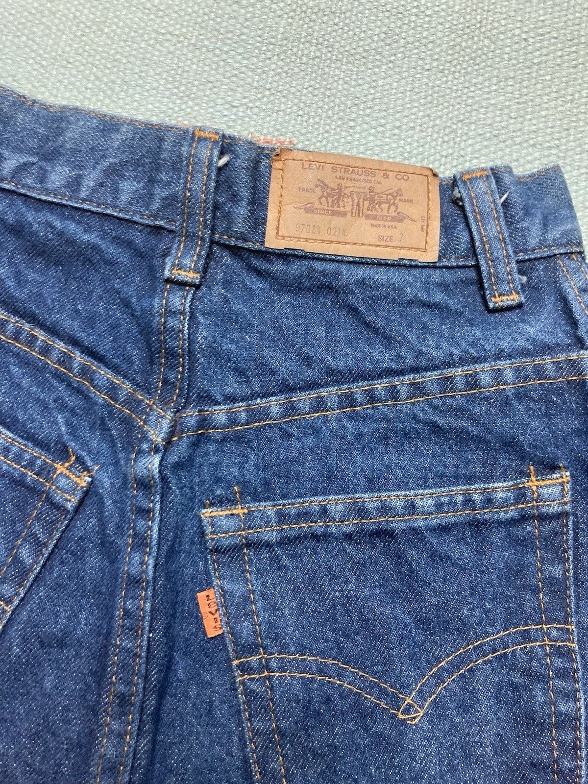 Levi's × Vintage 80s Levi’s denim skirt orange tab dark jeans preppy womens 7 Size 24" / US 00 / IT 34 - 3 Thumbnail