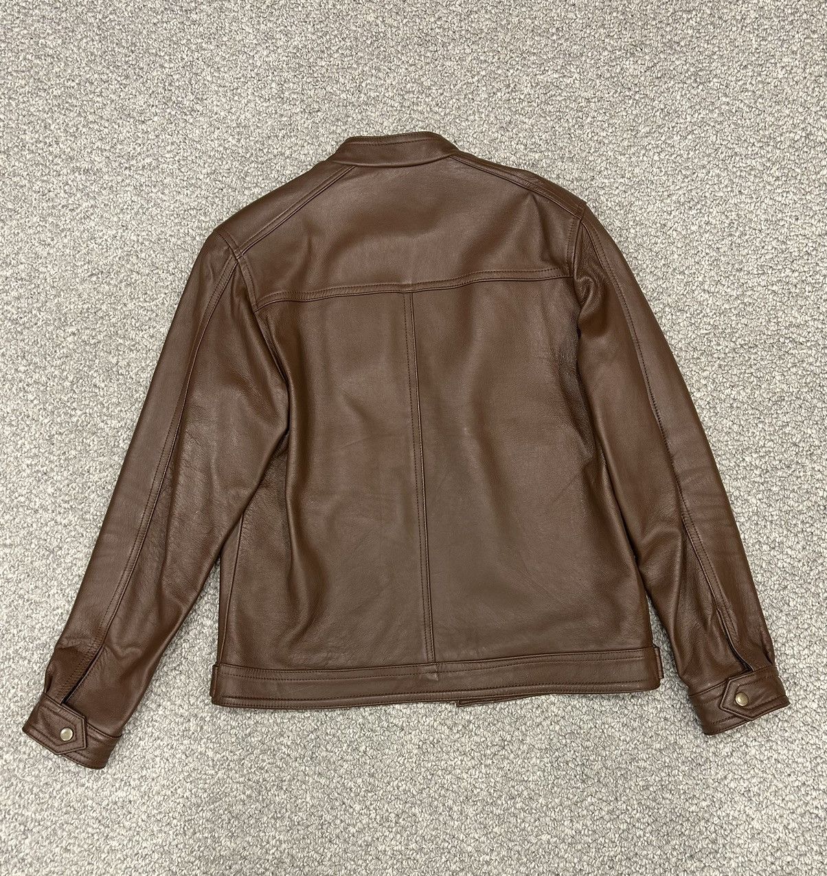 Other Chocolate Brown Leather Racer Jacket Size US M / EU 48-50 / 2 - 2 Thumbnail