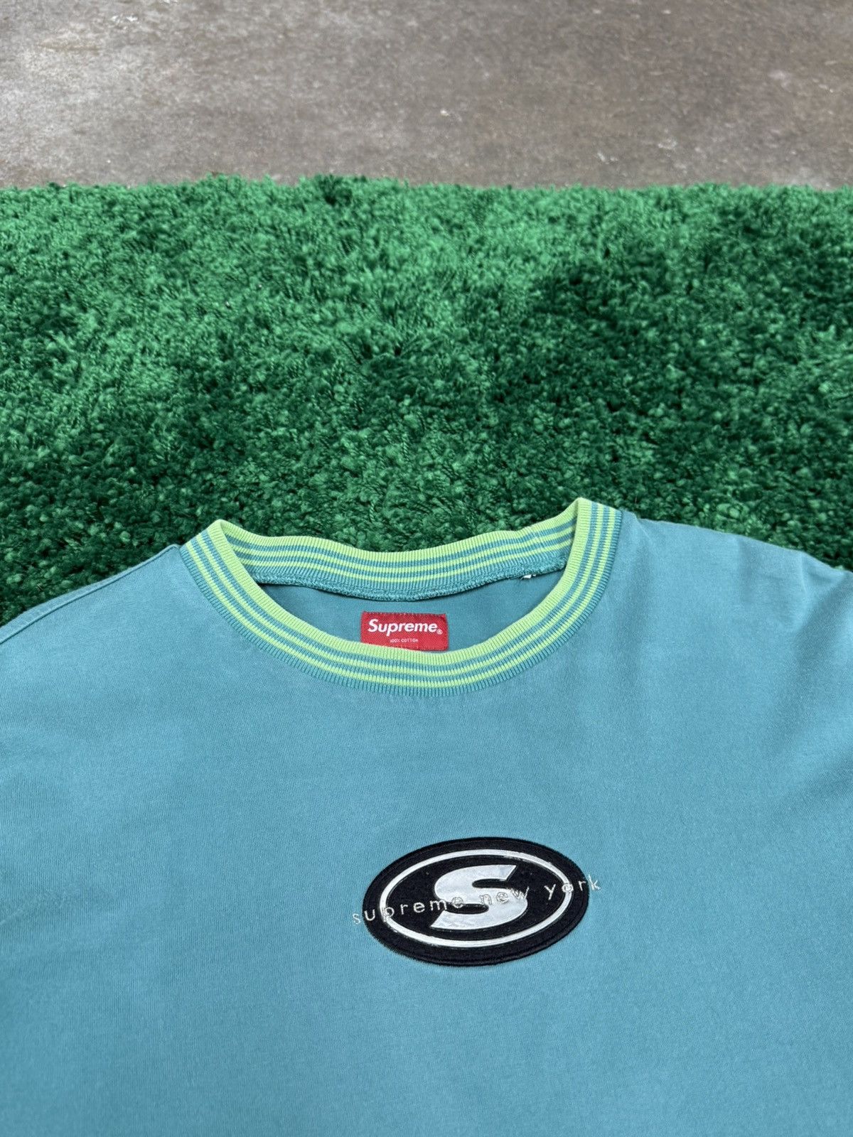 Supreme Supreme Striped Rib Logo New York S Teal Oval Long Sleeve Size US M / EU 48-50 / 2 - 2 Thumbnail