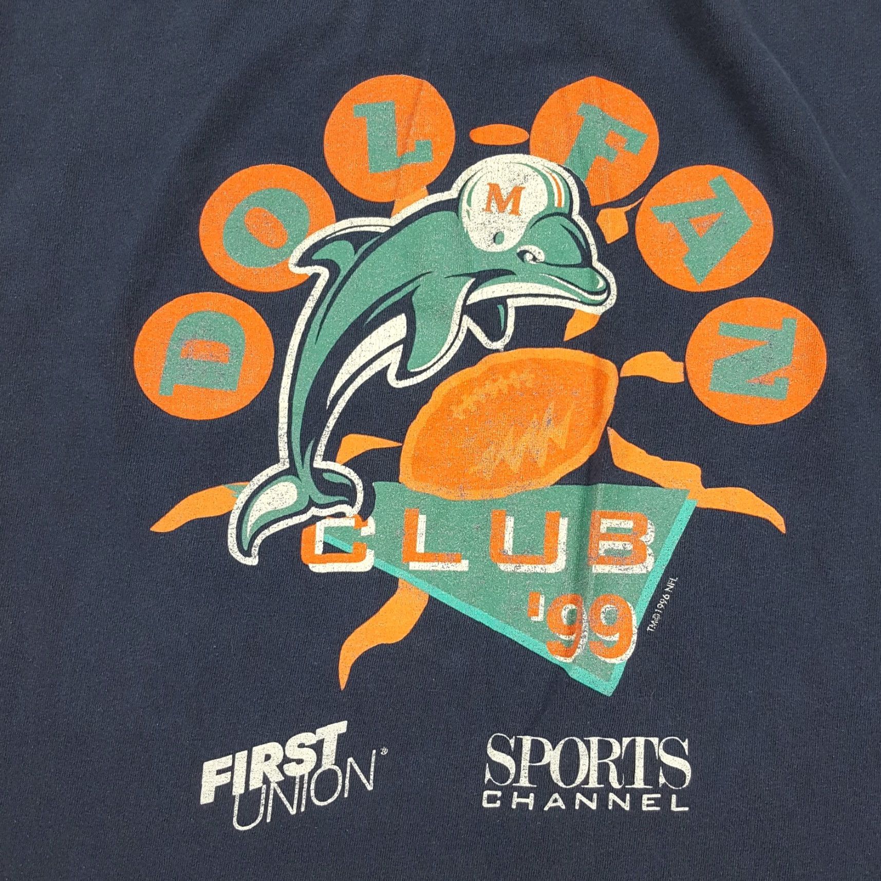 Delta VINTAGE Miami Dolphins Football T-Shirt Navy 2XL Mens 90s Retro NFL Dol-Fan Shirt Size US XXL / EU 58 / 5 - 7 Thumbnail