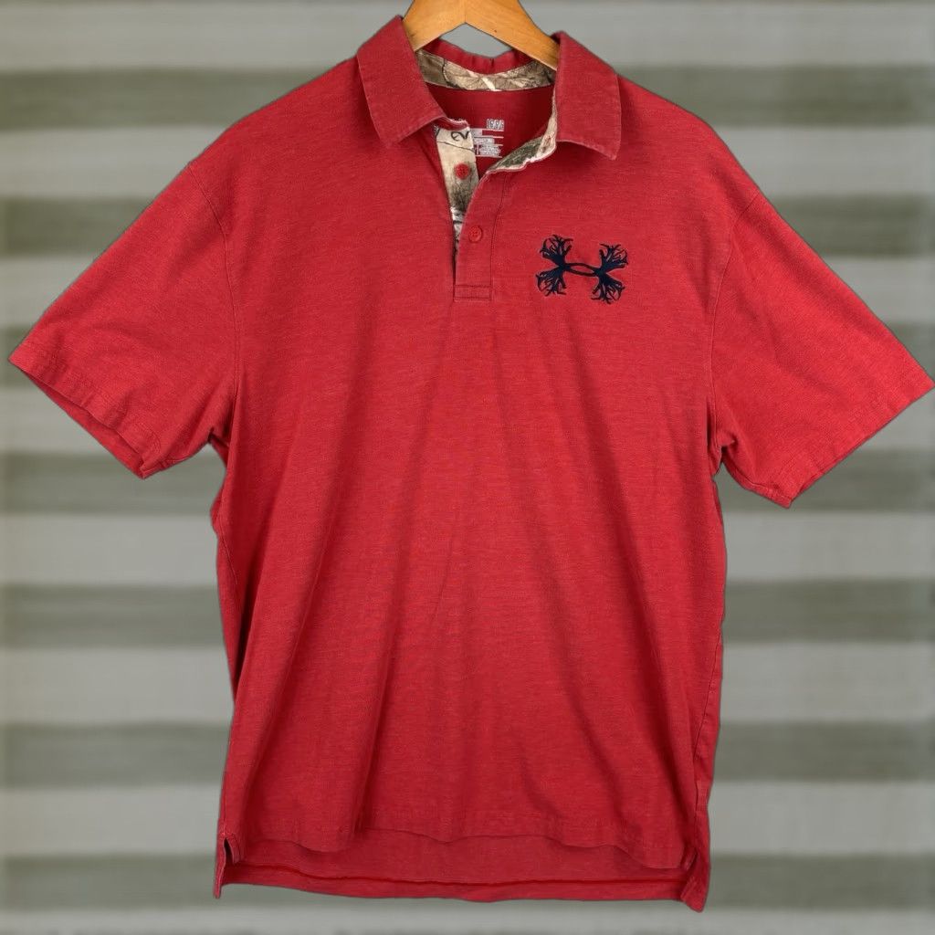 Under Armour Under Armour Polo Shirt Mens L Red Camo Trim HeatGear Golf Casual Size US L / EU 52-54 / 3 - 1 Thumbnail