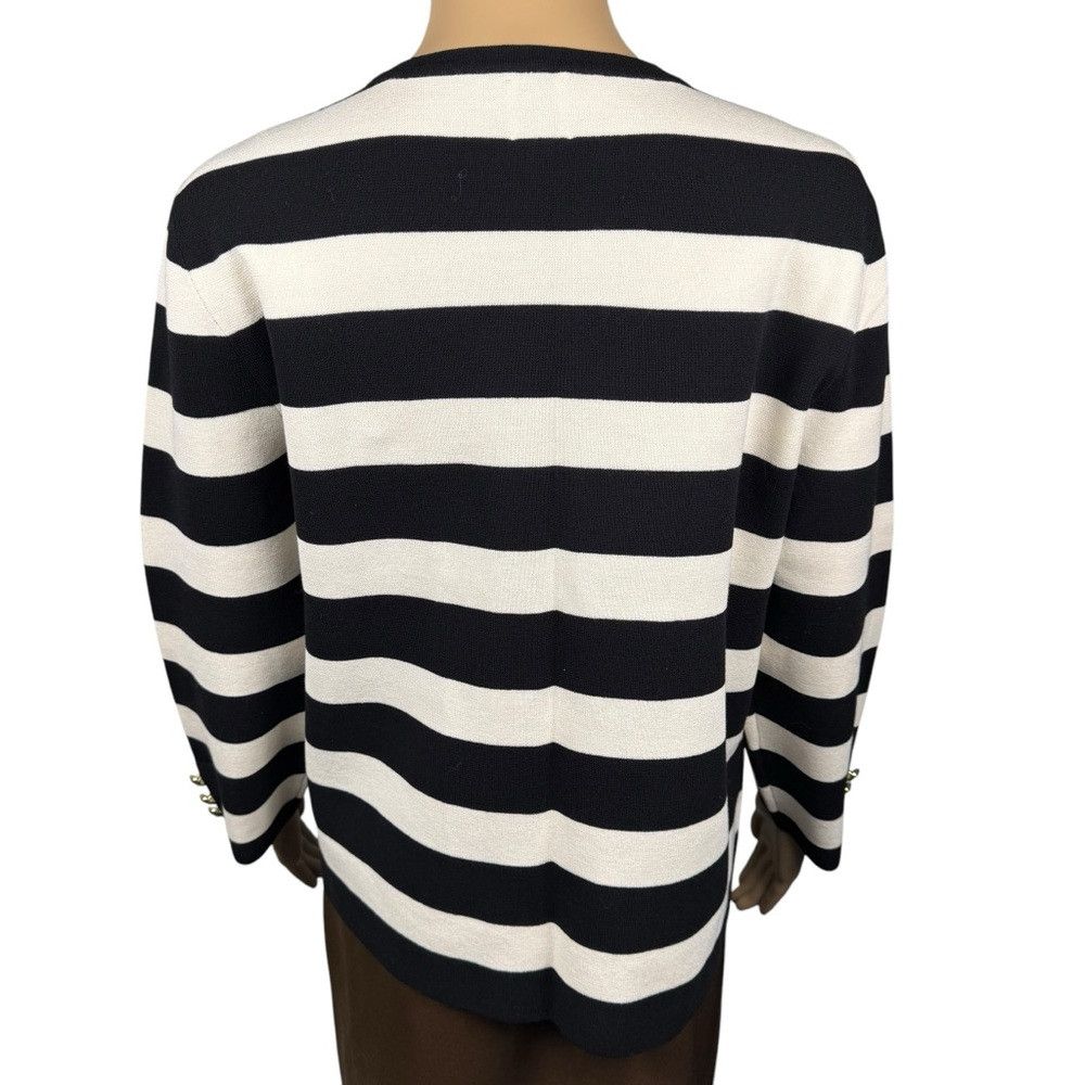 Anne Klein New Anne Klein Black White Striped Cardigan Size L Size L / US 10 / IT 46 - 4 Thumbnail
