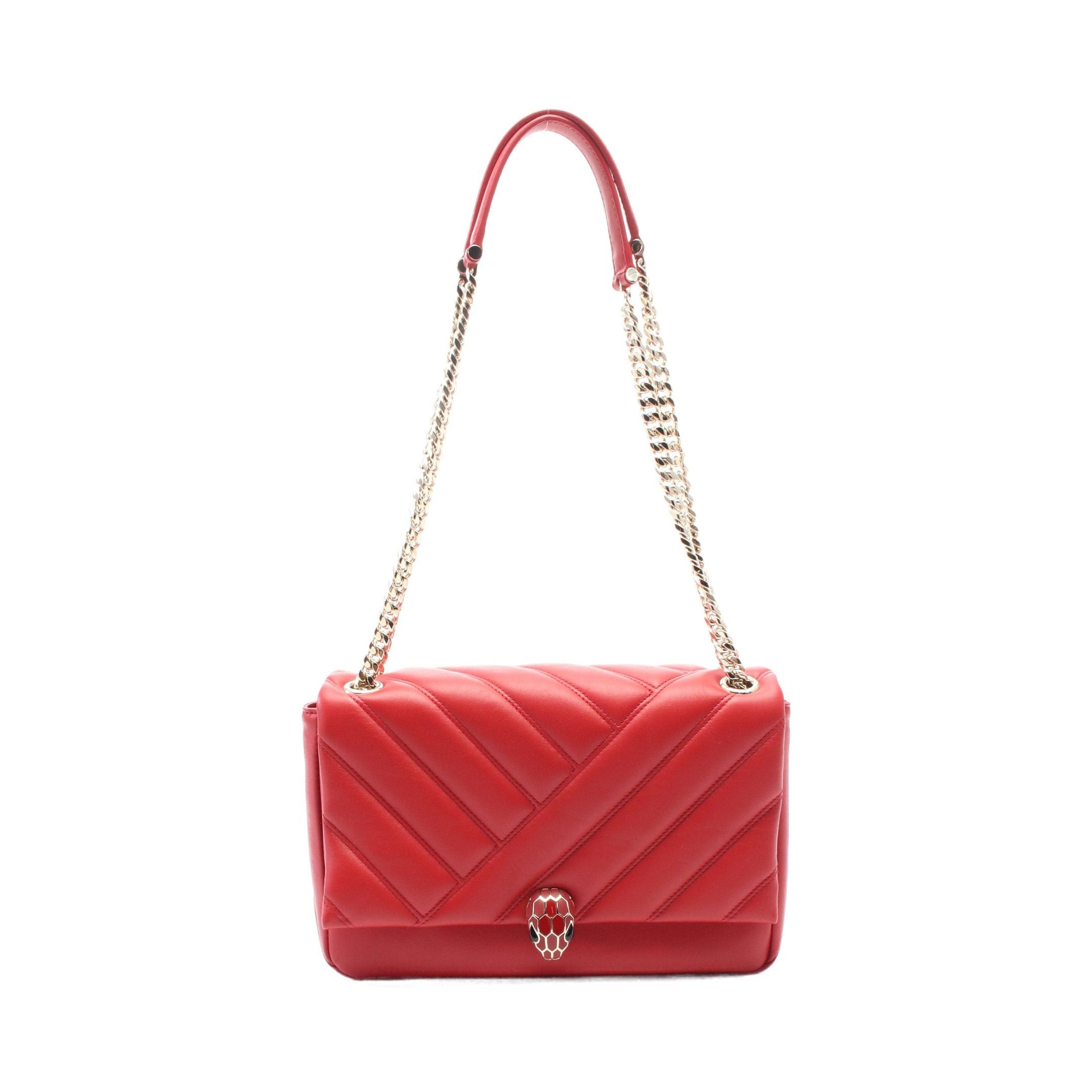 Bvlgari Bvlgari Serpenti Cabochon Chain Shoulder Bag Leather Red Size ONE SIZE - 1 Thumbnail