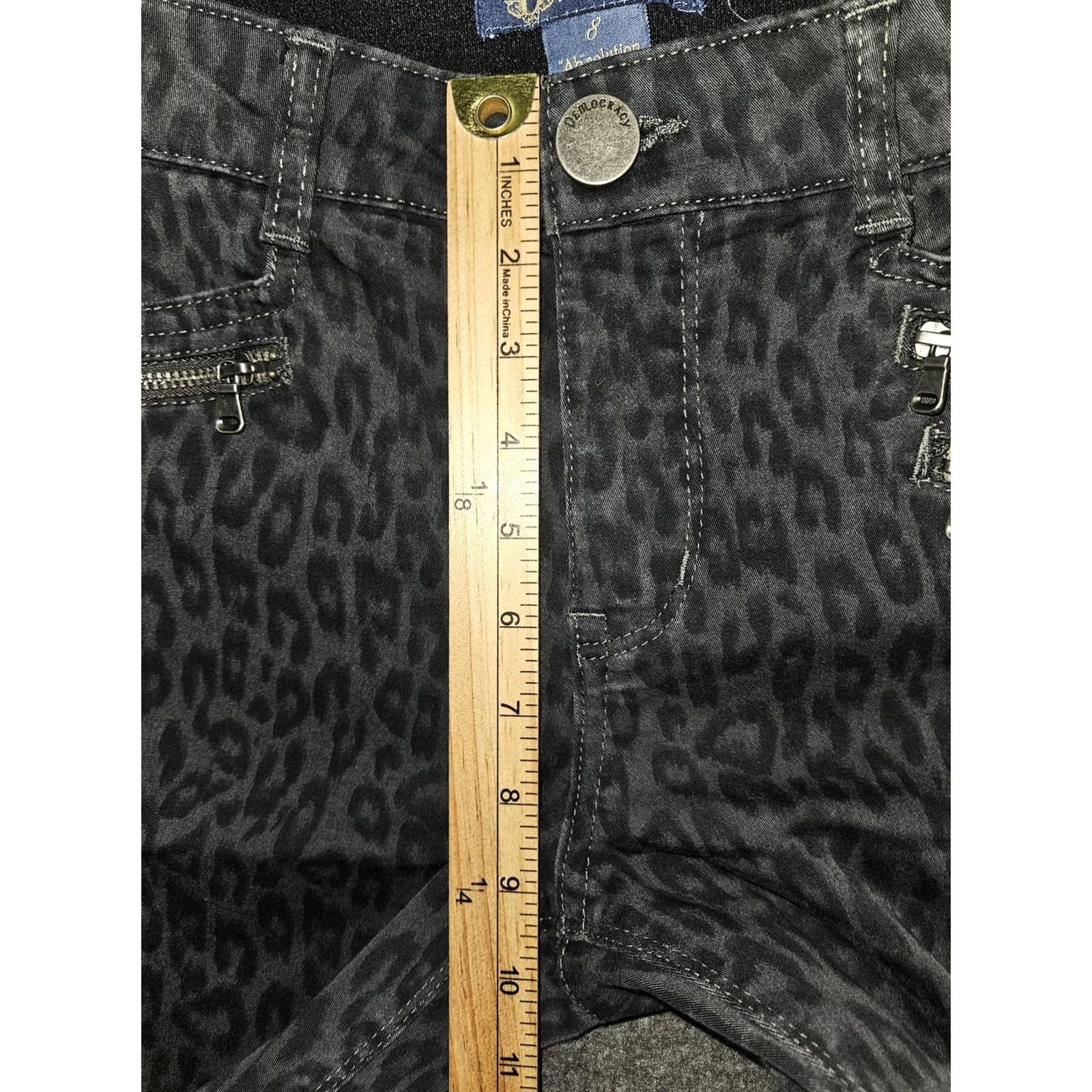 Vintage Democracy Skinny Jeans Womens 8 Gray Animal Print Stretch Zipper Size 30" / US 8 / IT 44 - 4 Thumbnail