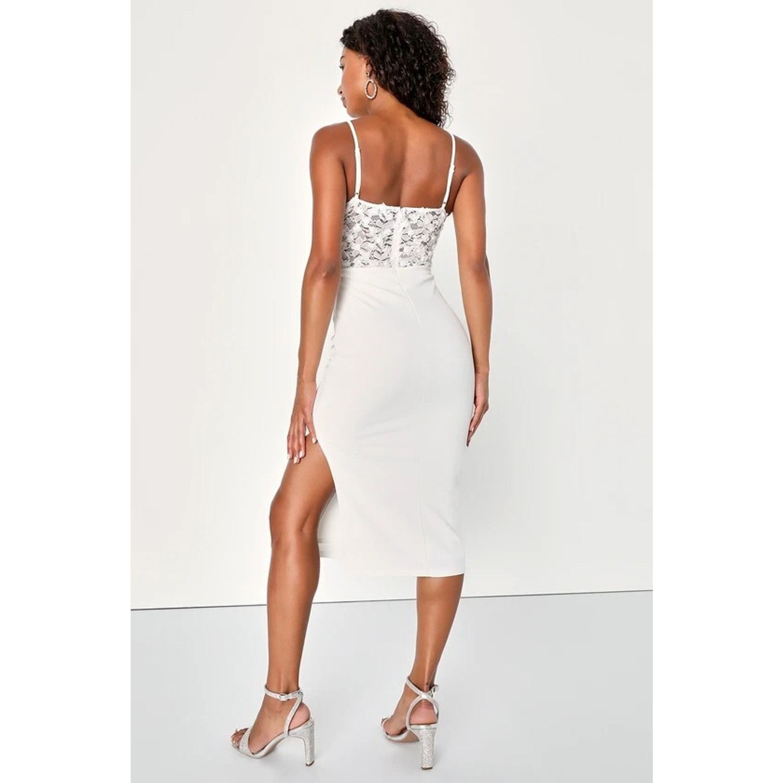 NWT LULUS Medium Lavish White Lace Floral Bustier Dress - www.bongoclub.cl