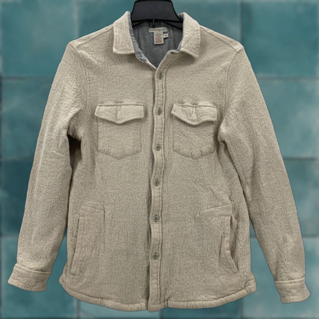 Carbon2Cobalt Carbon 2 Cobalt Shirt Jacket Shacket Mens Medium Beige Wool Button Up Lined Size US M / EU 48-50 / 2 - 1 Thumbnail