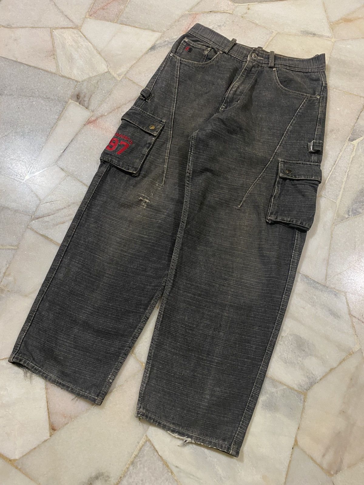 Massive RARE Vintage Freaky Massive Baggy Cargo Distressed Jeans Size US 32 / EU 48 - 2 Thumbnail