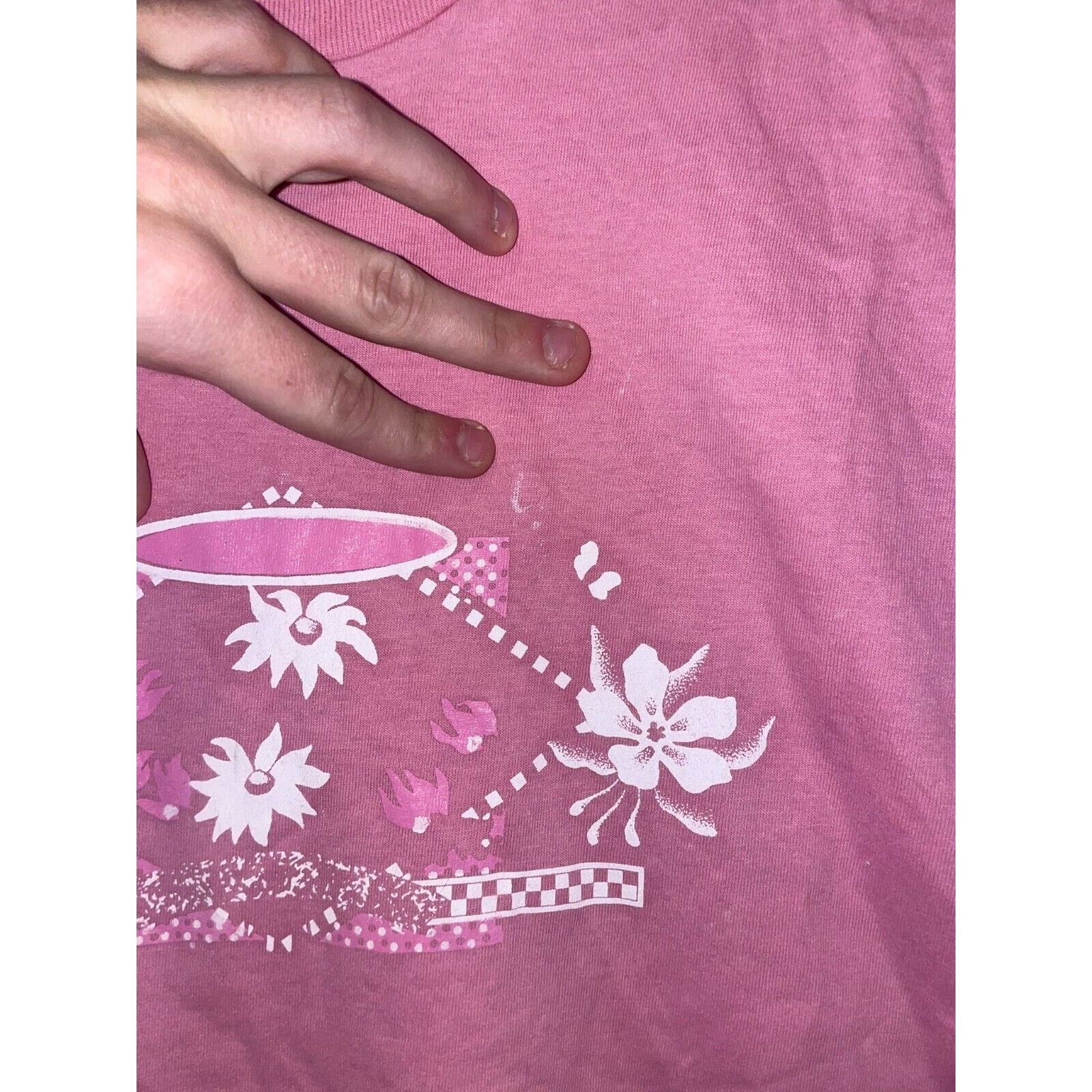 Jerzees Vintage Misprint Shirt Jerzees Pink Flower Floral 90s Tee Size US L / EU 52-54 / 3 - 5 Thumbnail