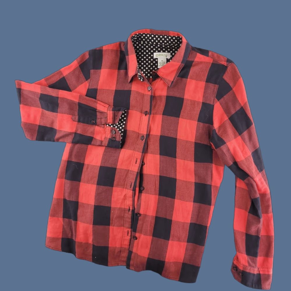 Orvis Orvis Shirt Womens Medium Flannel Plaid Red Lightweight Button-Up Relaxed Size M / US 6-8 / IT 42-44 - 1 Thumbnail