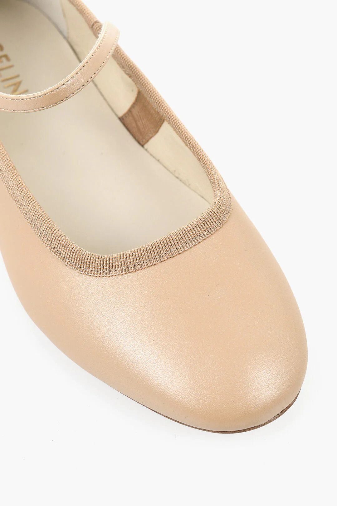 Celine og1mm0326 Pearlescent Leather Mary Jane Ballet Flats Beige Size US 6 / IT 36 - 4 Thumbnail
