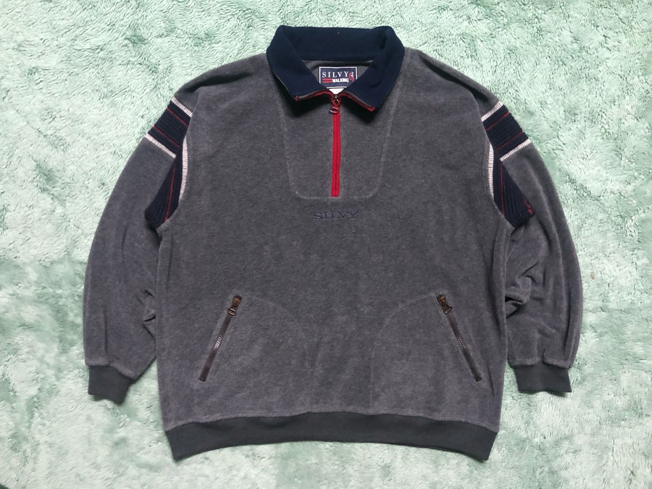 Other VINTAGE WALKING SILVY HALF ZIPPER CENTER FLEECE JACKET Size US L / EU 52-54 / 3 - 1 Thumbnail