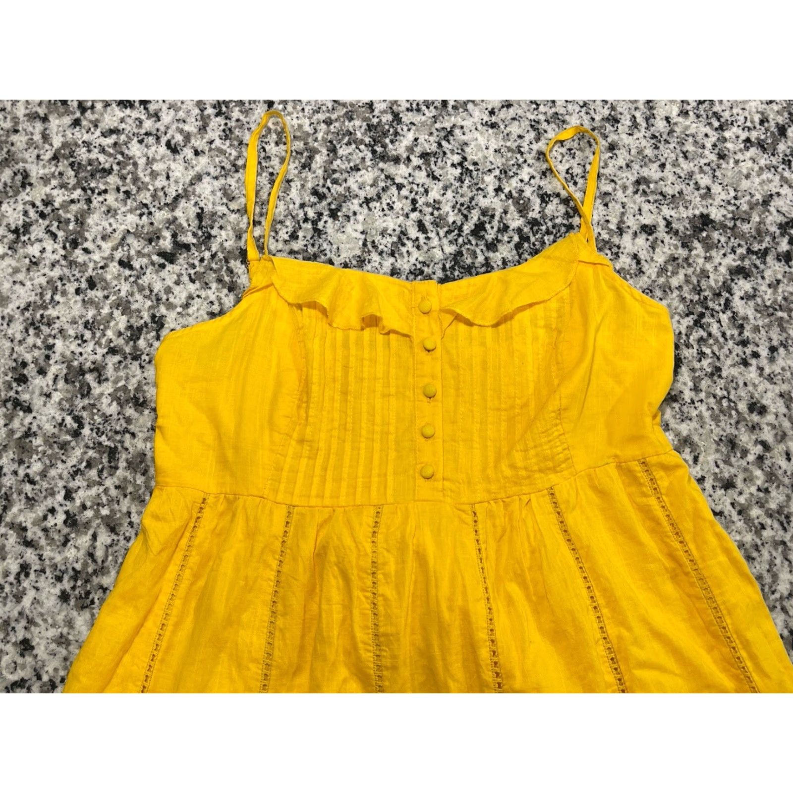 Anthropologie VINTAGE Anthropologie Maeve Arcadia Yellow Maxi Dress Ruffle Eyelet Sundress Sz 2 Size XS / US 0-2 / IT 36-38 - 6 Thumbnail
