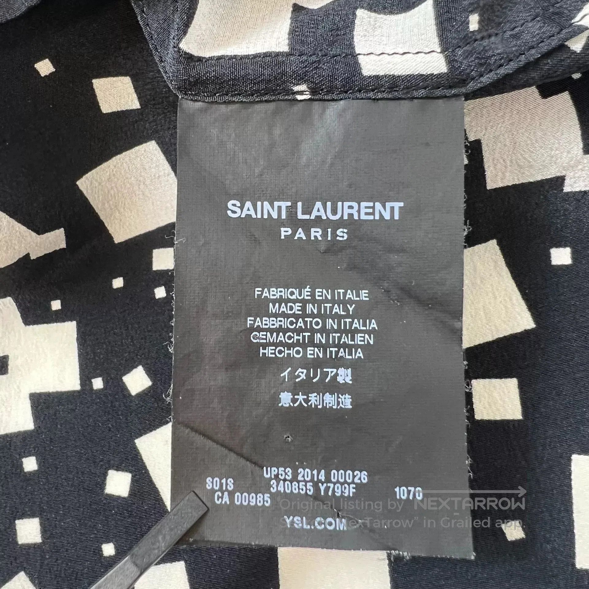 Saint Laurent Paris Saint Laurent Black and White Square Shirt. Size US M / EU 48-50 / 2 - 5 Thumbnail
