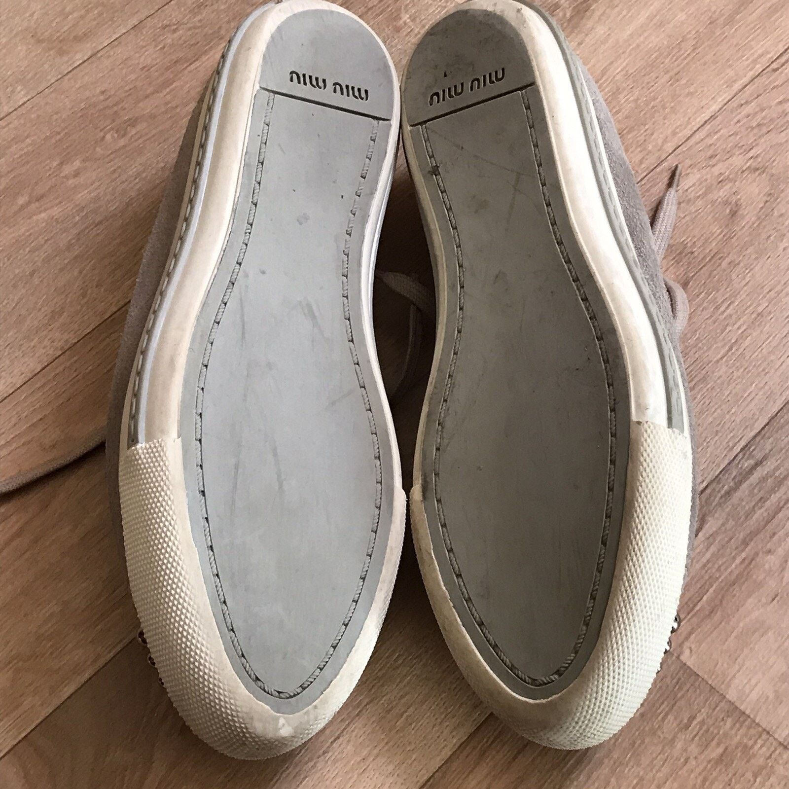 Miu Miu MIU MIU Womens Sneakers Suede Leather Shoes Studded Toe Size US 7 / IT 37 - 6 Thumbnail