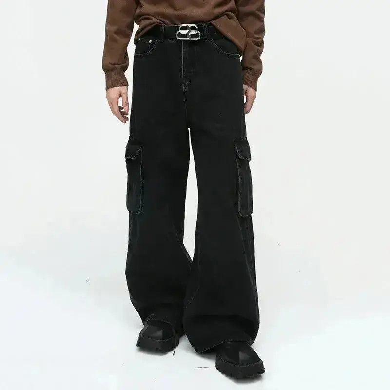 Japanese Brand Black Cargo Baggy Denim Jeans Size US 32 / EU 48 - 1 Thumbnail