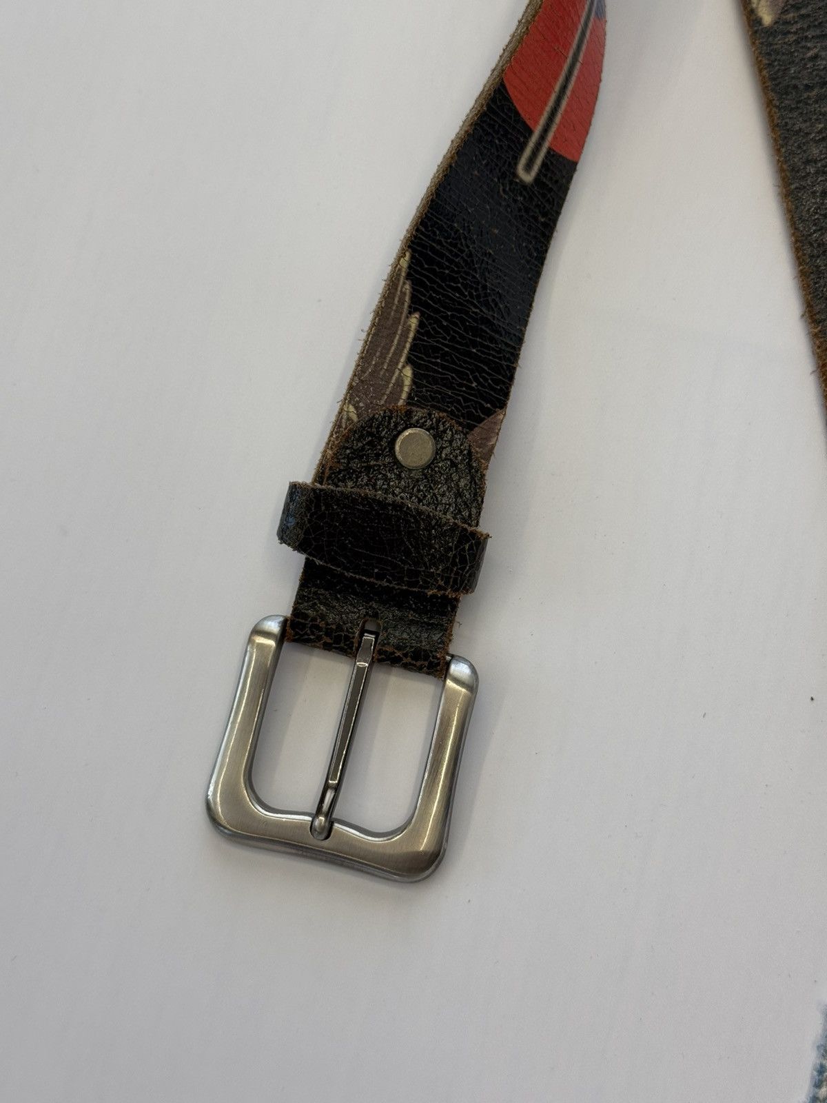 Ed Hardy Rare Don Ed Hardy Crazy Y2K Leather Belt Size ONE SIZE - 2 Thumbnail