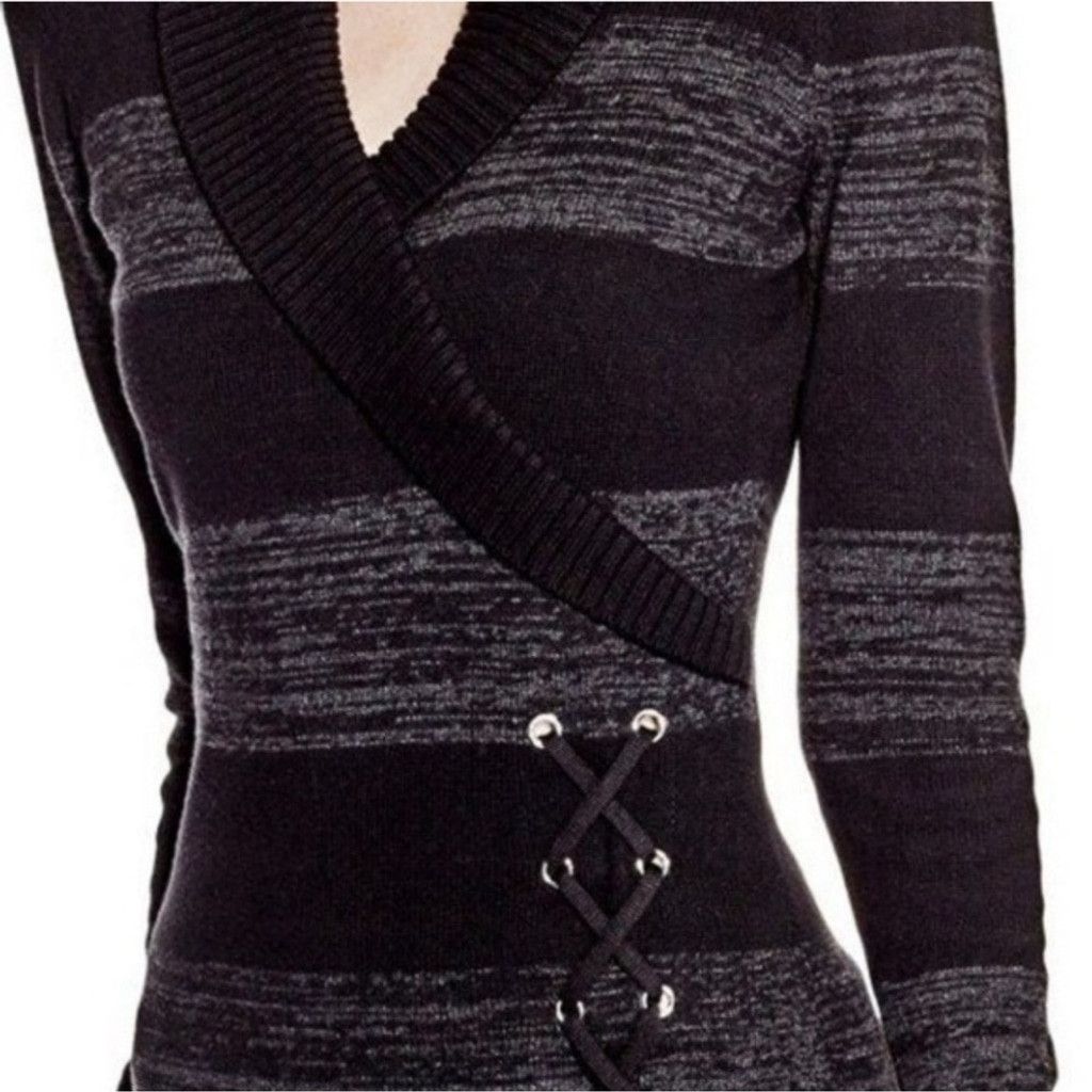 Guess Guess Women's Fitted Black/Grey Crossover Collar Lace Up XS Size XS / US 0-2 / IT 36-38 - 9 Thumbnail