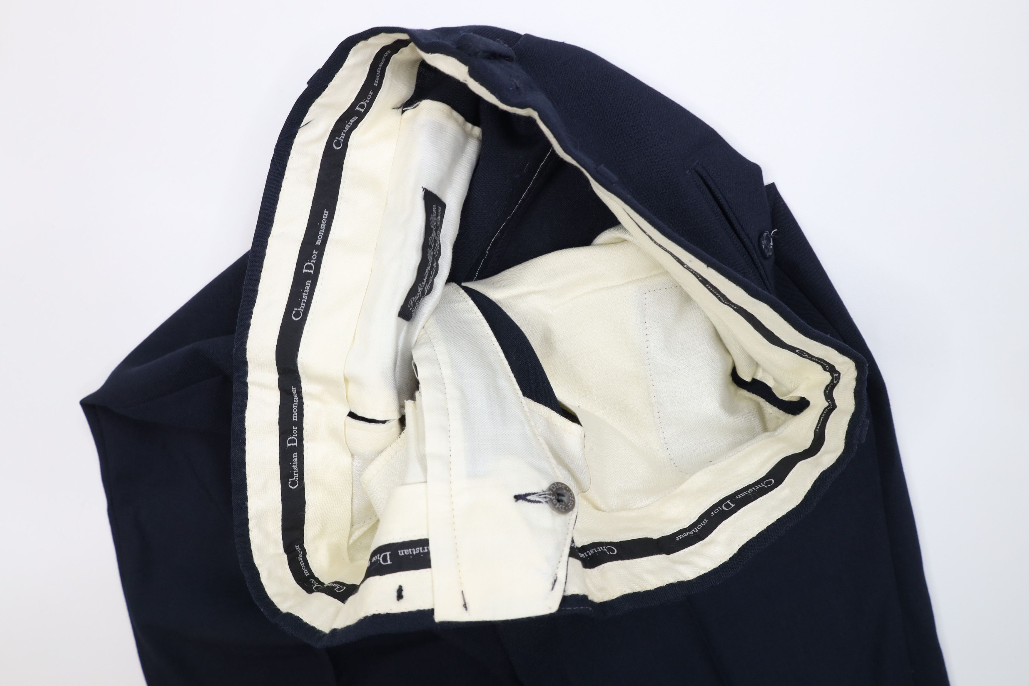 Christian Dior Monsieur Vintage 70s Christian Dior Wide Leg Chino Pants Navy Blue Size US 38 / EU 54 - 6 Thumbnail