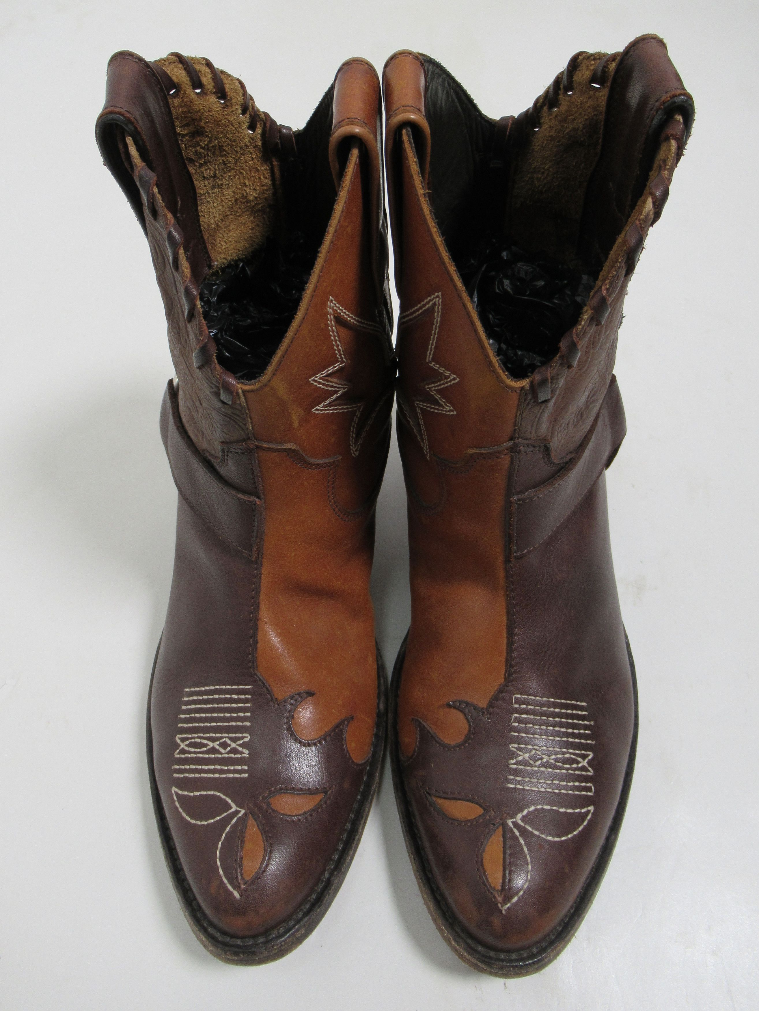 Golden Goose Leather Cowboy Ankle Boots Brown 8 US