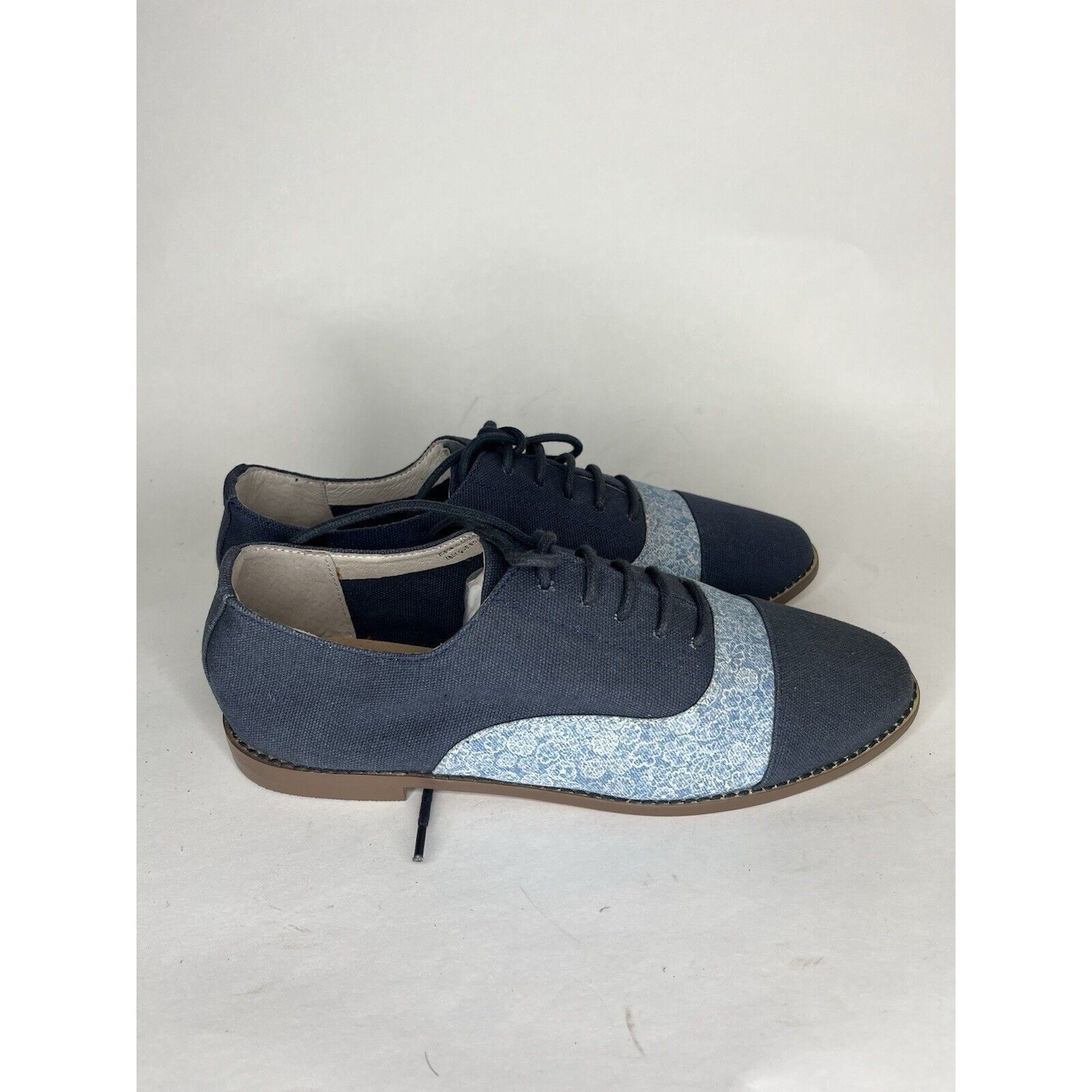 Other Marais USA Shoes Blue Floral Canvas Cap Toe Lace Up Oxfords Size US 8 / IT 38 - 1 Thumbnail