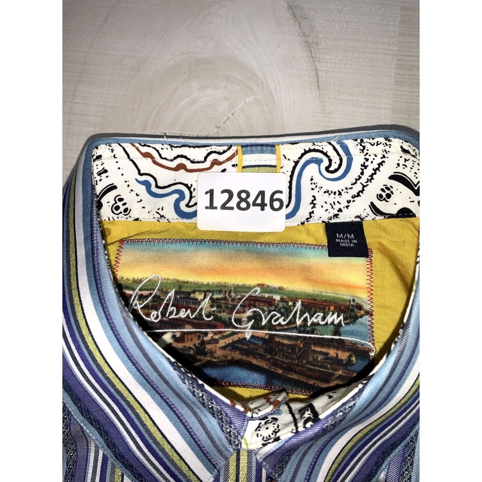 Robert Graham Robert Graham Dress Shirt Striped Multicolor Flip Cuff Knowledge Wisdom Truth Embroidered Logo Mens M Size 40R - 2 Thumbnail